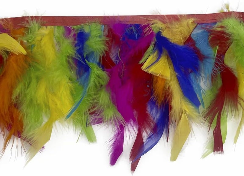 Shekyeon Turkey Feathers Fringe Trim for Party Clothing DIY Sewing Crafts Decoration Pack of 2 Yards (Colorful) - Image 2